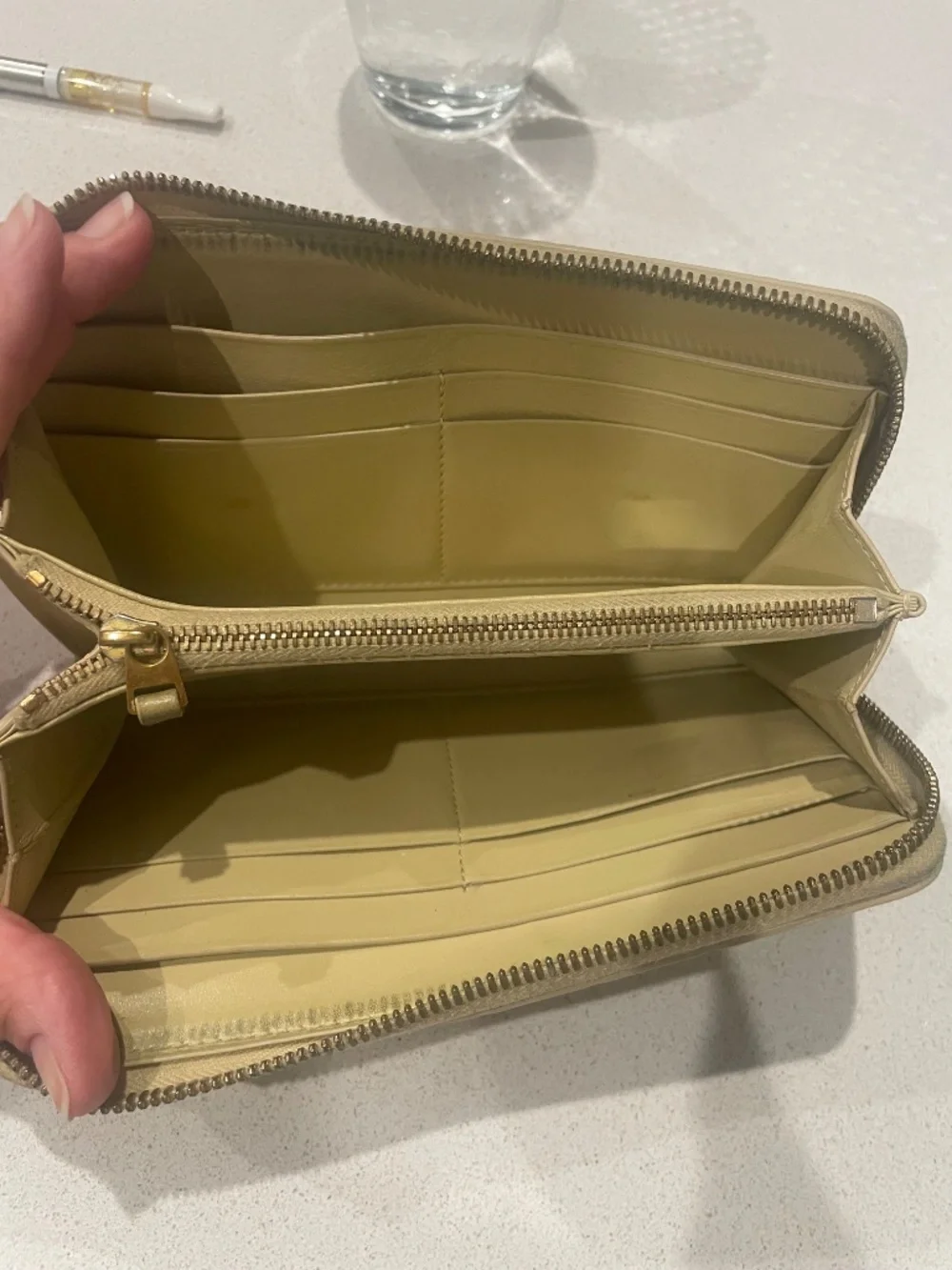 Bottega Vaneta interecciato zip around wallet-tan